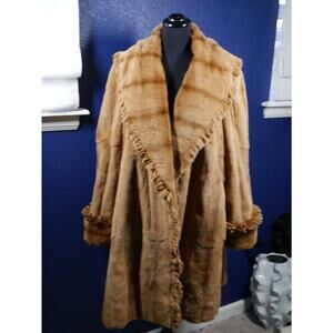 Gorgeous Whiskey Fringe Female Sheared Mink Reversible Fur Coat Jacket XL Plus